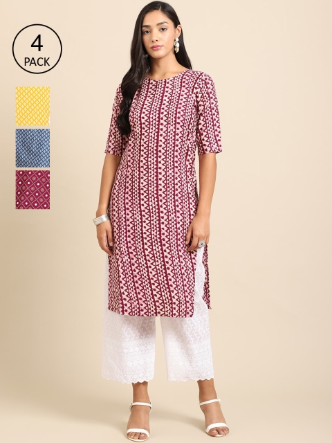 Ethnic basket Women Yellow & Maroon Pack Of 4 Floral Printed Block Print Crepe Kurta
Ethnic basket Women Yellow & Maroon Pack Of 4 Floral Printed Block Print Crepe Kurta