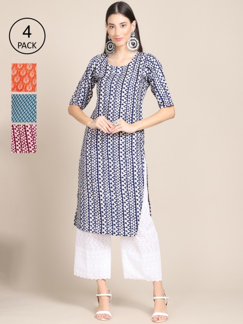 Ethnic basket Women Multicoloured Geometric Printed Keyhole Neck Block Print Crepe Kurta, Multi
Ethnic basket Women Multicoloured Geometric Printed Keyhole Neck Block Print Crepe Kurta, Multi