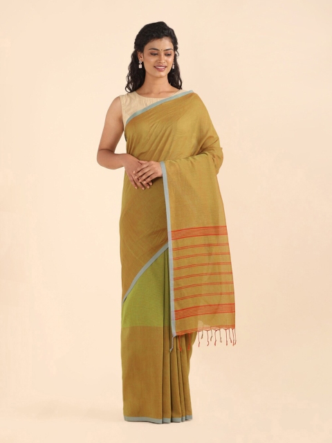 Taneira Green & Red Pure Cotton Saree