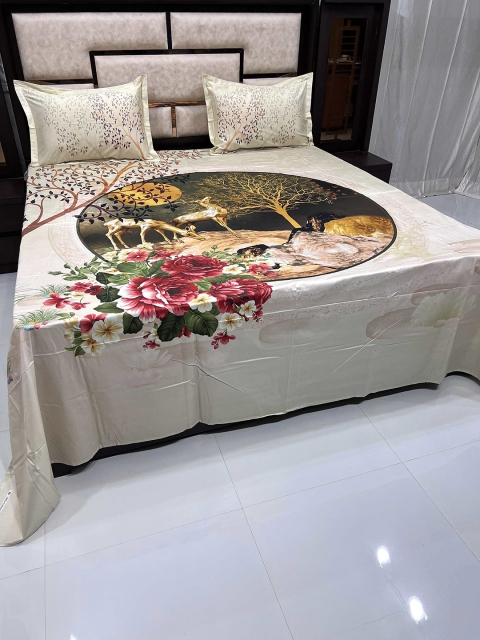 Pure Decor Unisex Multi Bedsheets, Cream