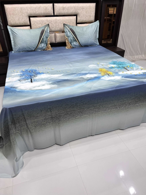 Pure Decor Unisex Blue Bedsheets