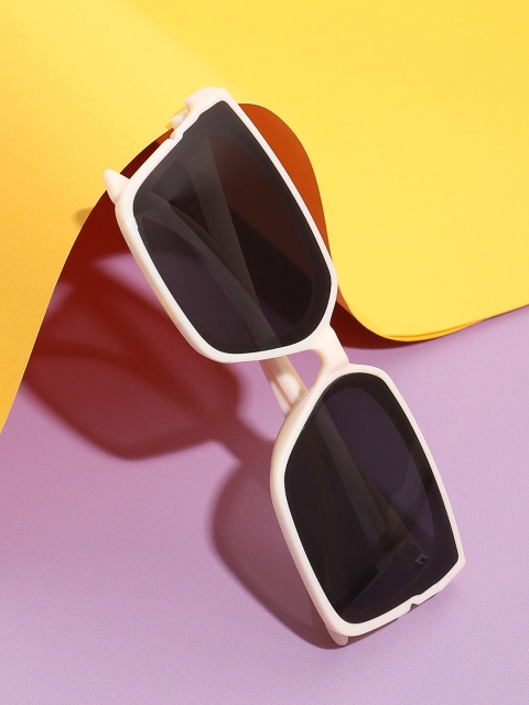 HAUTE SAUCE by Campus Sutra Women Black Lens & White Oversized Sunglasses with Polarised Lens