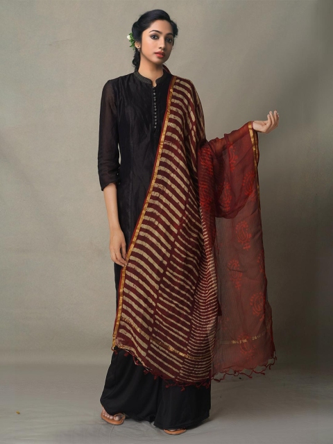 Unnati Silks Red & Beige Printed Dupatta