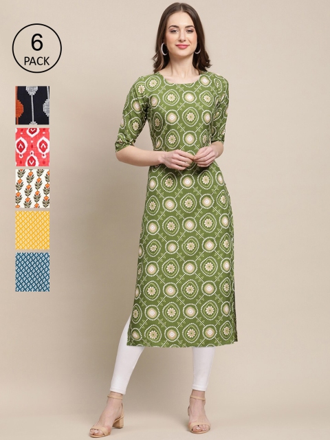 KALINI Women Multicoloured Ethnic Motifs Printed Chikankari Block Print Crepe Kurta, Multi
KALINI Women Multicoloured Ethnic Motifs Printed Chikankari Block Print Crepe Kurta, Multi