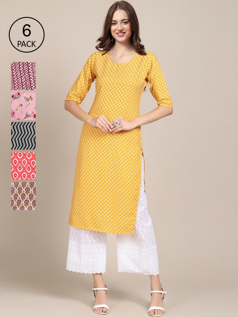 KALINI Women Multicoloured Floral Checked Gotta Patti Block Print Crepe Kurta, Multi
KALINI Women Multicoloured Floral Checked Gotta Patti Block Print Crepe Kurta, Multi