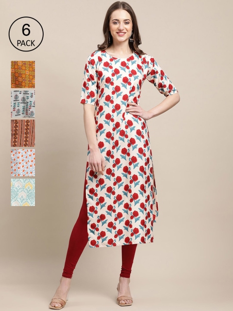 KALINI Women Multicoloured Geometric Printed Cold-Shoulder Sleeves Block Print Crepe Kurta, Multi
KALINI Women Multicoloured Geometric Printed Cold-Shoulder Sleeves Block Print Crepe Kurta, Multi