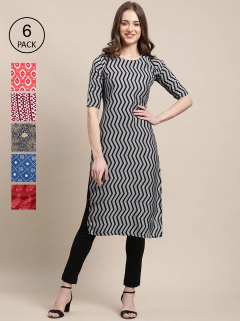 1 Stop Fashion Women Multicoloured Geometric Printed Block Print Crepe Kurta, Multi
1 Stop Fashion Women Multicoloured Geometric Printed Block Print Crepe Kurta, Multi