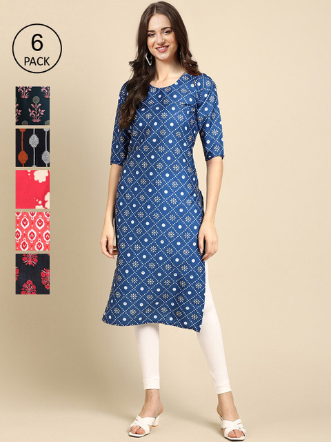 1 Stop Fashion Women Multicoloured Geometric Printed Block Print Crepe Kurta, Multi
1 Stop Fashion Women Multicoloured Geometric Printed Block Print Crepe Kurta, Multi