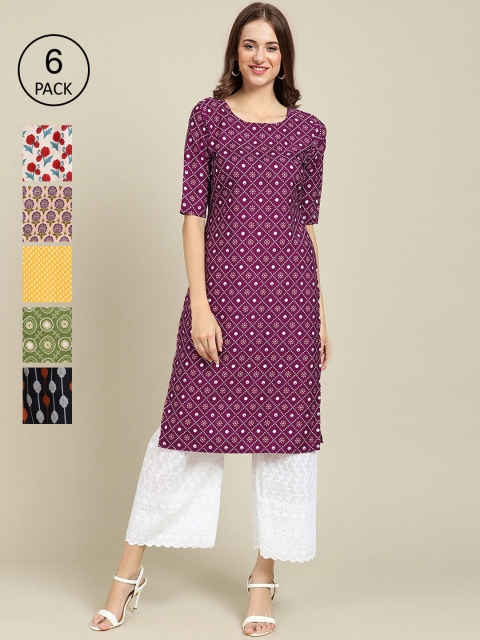 1 Stop Fashion Women Multicoloured Ethnic Motifs Printed Chikankari Block Print Crepe Kurta, Multi
1 Stop Fashion Women Multicoloured Ethnic Motifs Printed Chikankari Block Print Crepe Kurta, Multi
