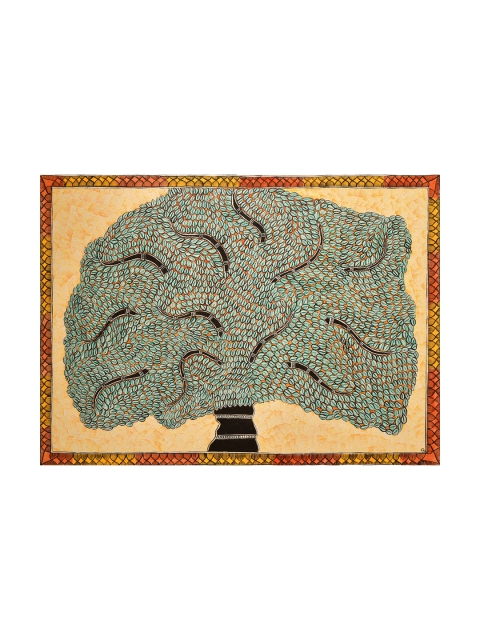 Exotic India Green Tree Of Life Painted Wall Art