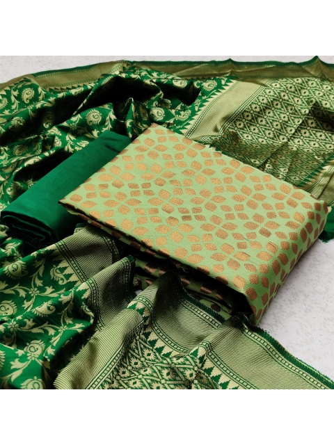 MORLY Dupion Silk Unstitched Dress Material, Green