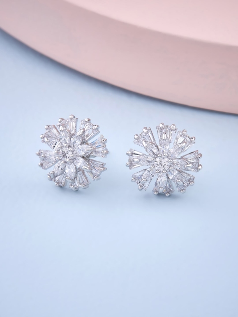 Kushal's Fashion Jewellery White Floral Studs Earrings