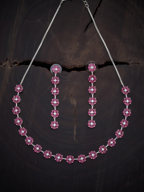 Kushal's Fashion Jewellery Rhodium-Plated Silver-Toned & Pink CZ-Studded Jewellery Set
Kushal's Fashion Jewellery Rhodium-Plated Silver-Toned & Pink CZ-Studded Jewellery Set