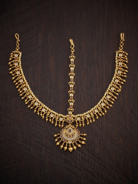 Kushal's Fashion Jewellery Gold-Plated Stones-Studded 92.5 Silver Temple Head Jewellery, Pink
Kushal's Fashion Jewellery Gold-Plated Stones-Studded 92.5 Silver Temple Head Jewellery, Pink