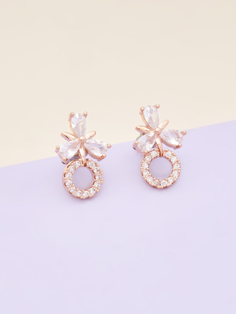 Kushal's Fashion Jewellery Rose-Gold Plated Floral Studs Earrings, White 
Kushal's Fashion Jewellery Rose-Gold Plated Floral Studs Earrings, White