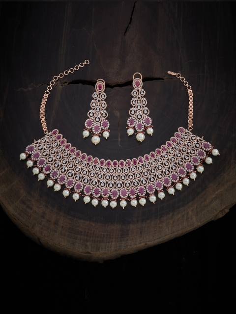 Kushal's Fashion Jewellery Rose Gold-Plated Red & White CZ Stone-Studded Jewellery Set
Kushal's Fashion Jewellery Rose Gold-Plated Red & White CZ Stone-Studded Jewellery Set