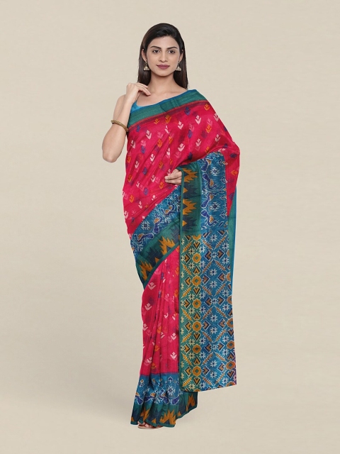 Pothys Pink & Gold-Toned Ethnic Motifs Zari Cotton Saree