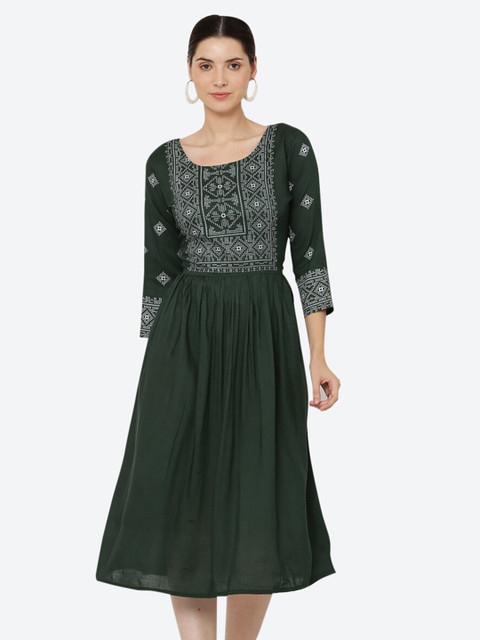 IQRA FASHION Ethnic Motifs Crepe Midi Dress, Green
IQRA FASHION Ethnic Motifs Crepe Midi Dress, Green