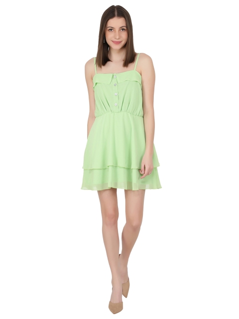 NUEVOSDAMAS Georgette Dress, Lime green