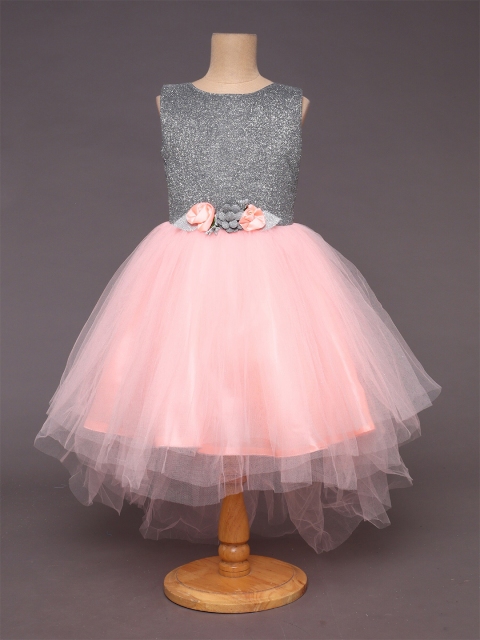 The Magic Wand Girls Net Maxi Dress, Peach