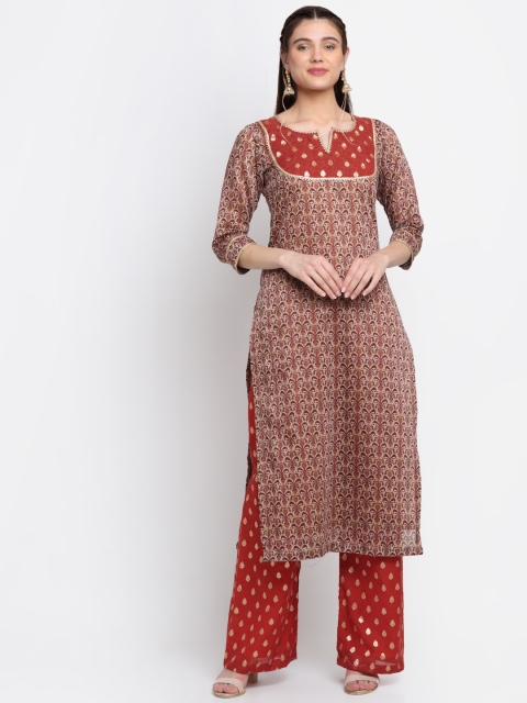 anokherang Women Rust Ethnic Motifs Printed Gotta Patti Chanderi Silk Kurta with Palazzo
anokherang Women Rust Ethnic Motifs Printed Gotta Patti Chanderi Silk Kurta with Palazzo