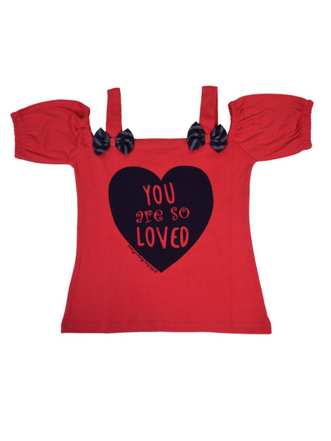 POMY & JINNY Girls Red Printed Cold-Shoulder Sleeves Pure Cotton Top
POMY & JINNY Girls Red Printed Cold-Shoulder Sleeves Pure Cotton Top