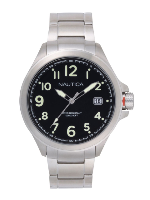 Nautica Men Black Brass Dial & Silver Bracelet Style Straps Analogue Watch NAPGLP005
Nautica Men Black Brass Dial & Silver Bracelet Style Straps Analogue Watch NAPGLP005