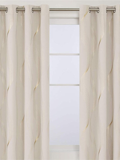 URBAN SPACE Satin Black Out Window Curtain, Beige 
URBAN SPACE Satin Black Out Window Curtain, Beige