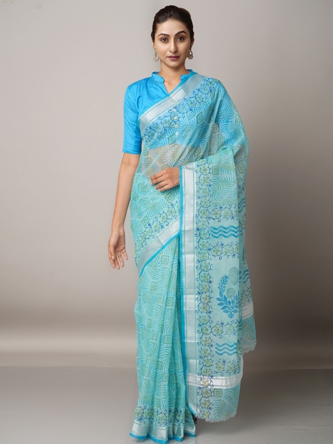 Unnati Silks Blue and Silver-Toned Ethnic Motifs Printed Pure Cotton Kota Handloom Saree
Unnati Silks Blue and Silver-Toned Ethnic Motifs Printed Pure Cotton Kota Handloom Saree