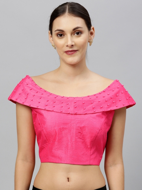 Fab Viva Pink Solid Saree Blouse