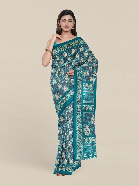 Pothys Grey & White Floral Saree
