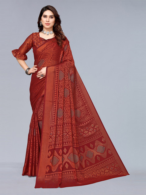 Winza Designer Maroon And Gold Toned Geometric Woven Design Zari Pure Chiffon Saree
Winza Designer Maroon And Gold Toned Geometric Woven Design Zari Pure Chiffon Saree