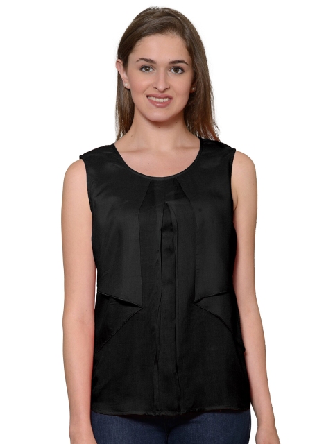 PATRORNA Black Solid Sleeveless Top