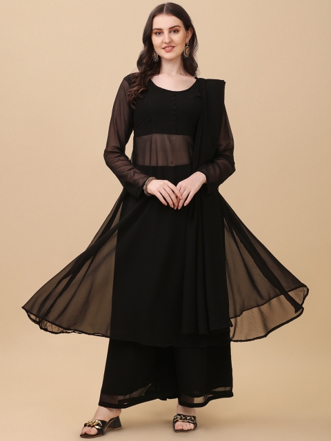 Virah Fashion Women Black Kurta with Palazzos & With Dupatta