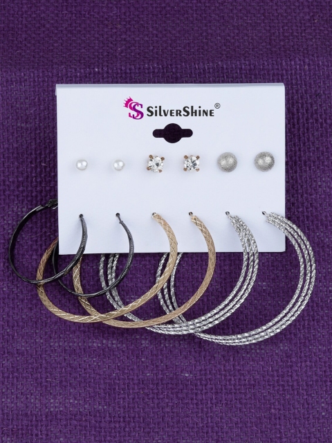 Silver Shine Set Of 6 Classic Hoop Earrings