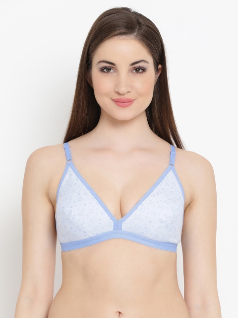 Clovia Cotton Non-Padded Non- Wired Bra, Blue