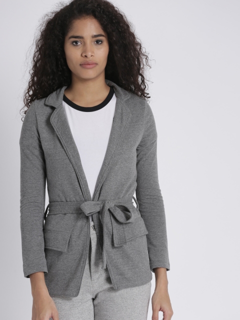 Chemistry Women Grey Solid Tailored Jacket