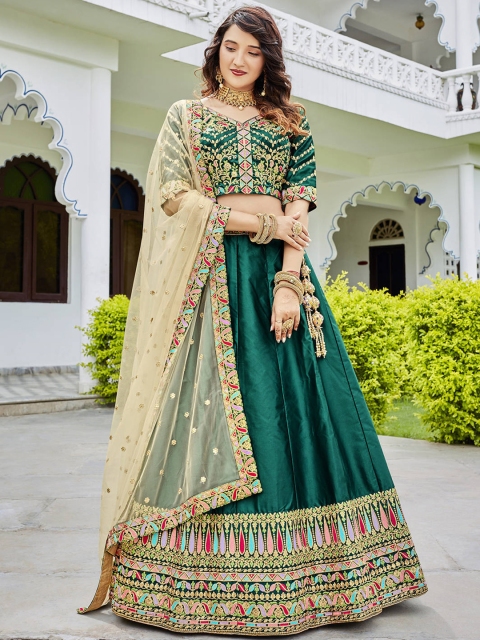 FABPIXEL Green Embroidered Sequinned Semi-Stitched Lehenga & Unstitched Blouse With Dupatta
FABPIXEL Green Embroidered Sequinned Semi-Stitched Lehenga & Unstitched Blouse With Dupatta