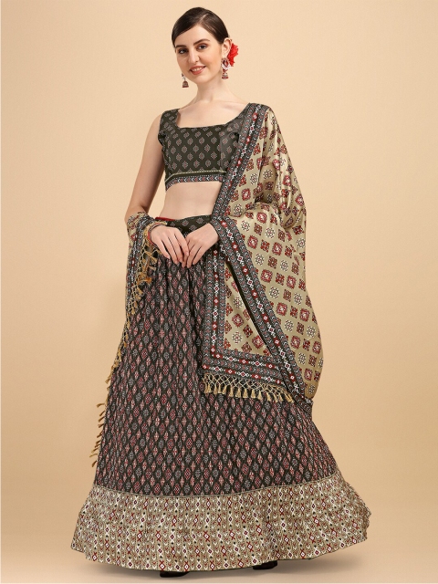 Amrutam Fab Black & Beige Printed Semi-Stitched Lehenga & Unstitched Blouse With Dupatta
Amrutam Fab Black & Beige Printed Semi-Stitched Lehenga & Unstitched Blouse With Dupatta