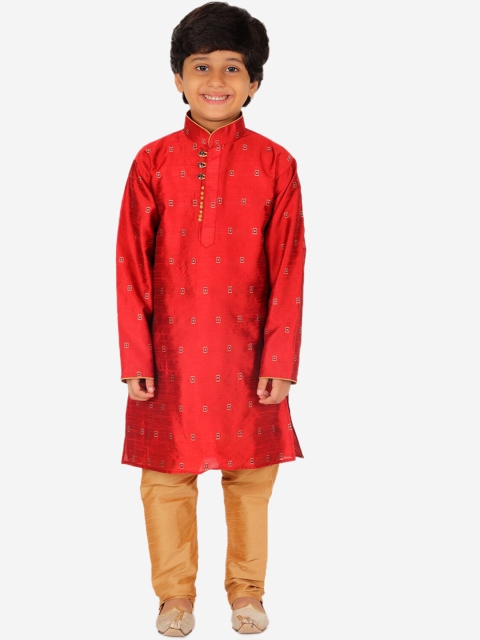Pro-Ethic STYLE DEVELOPER Boys Maroon and Mustard Yellow Pure Silk Kurta with Pyjama
Pro-Ethic STYLE DEVELOPER Boys Maroon and Mustard Yellow Pure Silk Kurta with Pyjama