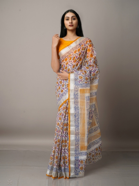 Unnati Silks Cream-Coloured & Silver-Toned Ethnic Motifs Zari Pure Cotton Kota Saree
Unnati Silks Cream-Coloured & Silver-Toned Ethnic Motifs Zari Pure Cotton Kota Saree
