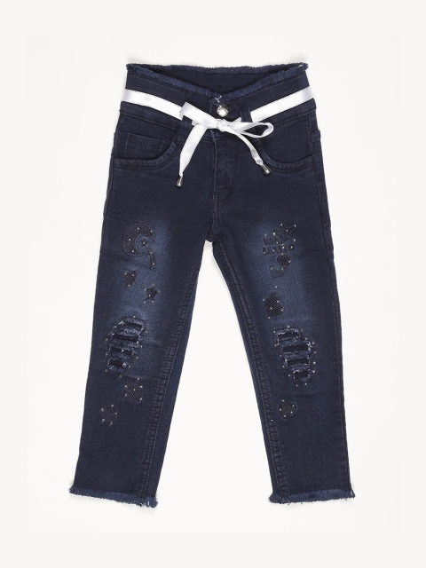 V2 Value & Variety Girls Blue Slash Knee Jeans