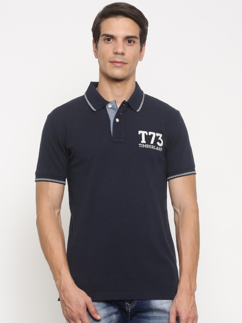 Timberland Men Navy Solid Polo T-shirt, Navy blue