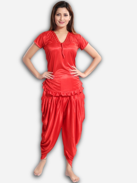 Romaisa Women Red Night suit
