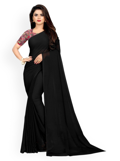 CLOMITA Black Solid Saree