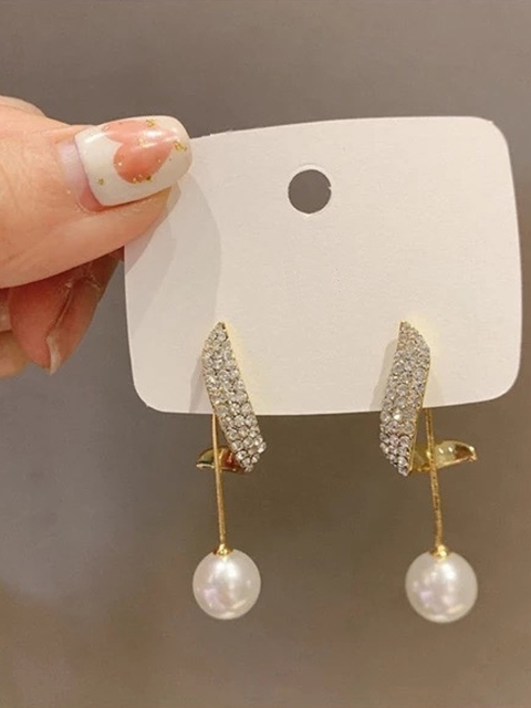 Vembley Gold-Plated & White Double Sided Earrings