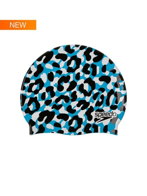 Speedo Blue & Black Printed Swimming Cap