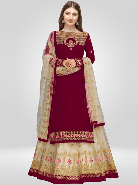 Nivah Fashion Women Maroon Embroidered Thread Work Kurta with Skirt & With Dupatta
Nivah Fashion Women Maroon Embroidered Thread Work Kurta with Skirt & With Dupatta