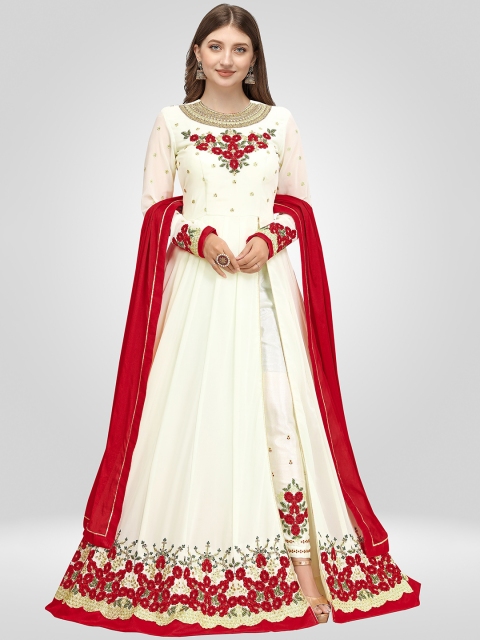 Nivah Fashion Women Off White Floral Embroidered Pleated Beads and Stones Kurta with Trousers & With Dupatta
Nivah Fashion Women Off White Floral Embroidered Pleated Beads and Stones Kurta with Trousers & With Dupatta