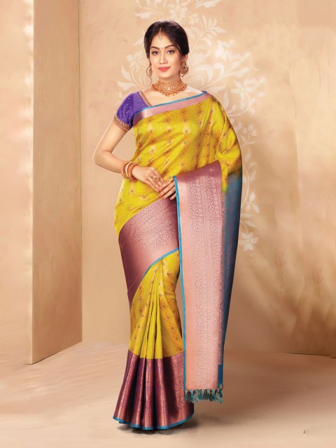 SAMUDRIKA PATTU Lime Green & Copper-Toned Ethnic Motifs Zari Pure Silk Kanjeevaram Saree
SAMUDRIKA PATTU Lime Green & Copper-Toned Ethnic Motifs Zari Pure Silk Kanjeevaram Saree